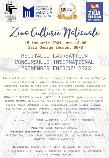 Recitalul laureaților Concursului Internațional  ”REMEMBER ENESCU” 2023